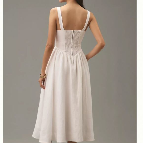 BEST Reformation Balia Linen Midi Dress - White Wedding Causal Party Classic - Picture 10 of 11